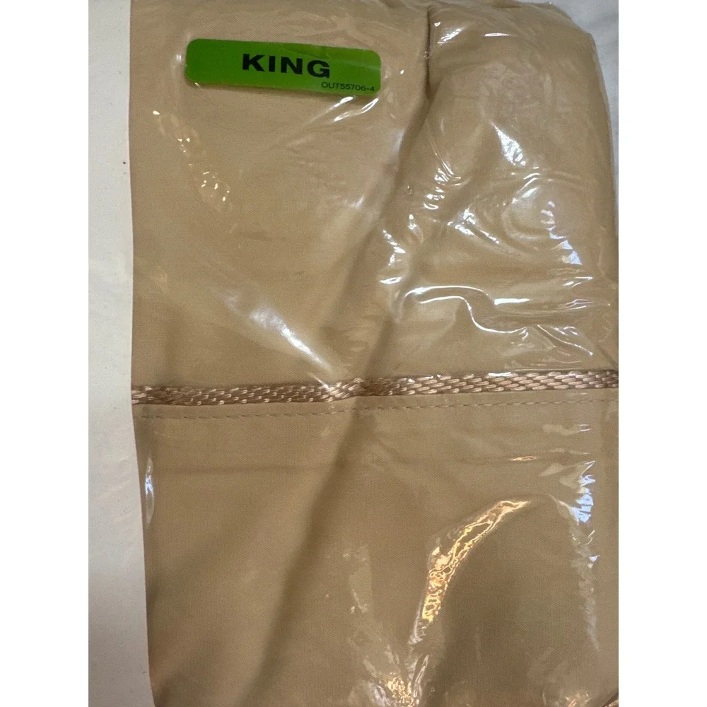 Wamsutta King Flat Sheet 300 Thread Count Percale Tan Taupe Made in USA Vintage